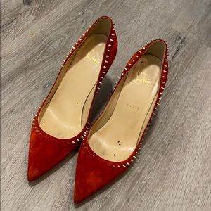 Christian Louboutin red spiked heels 100 mm height